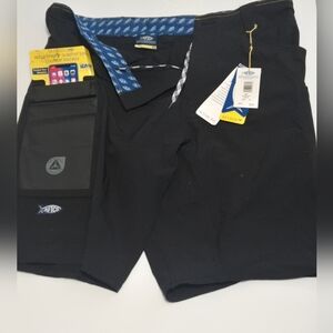 AFTCO Black Shorts with Blue Inner Waistband. M97 Overboard, Black